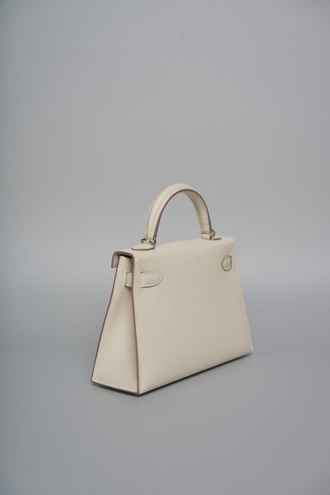 Hermes Kelly 20 HSS in Craie interior Gris Perle Phw (Brand New)