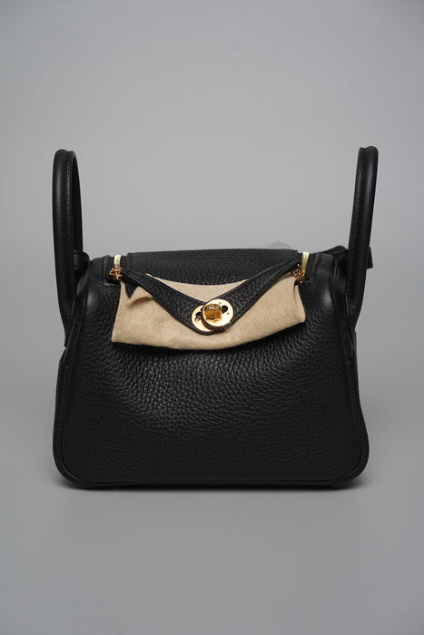 Hermes Mini Lindy ll in Noir Ghw (Brand New)