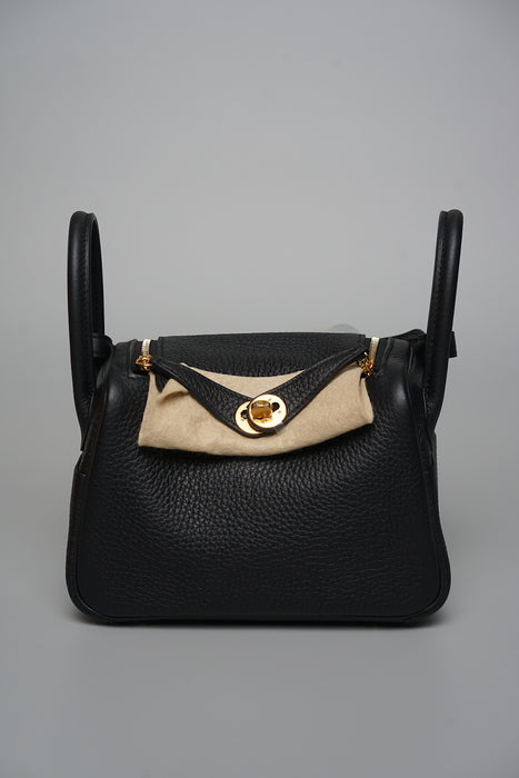 Hermes Mini Lindy ll in Noir Ghw (Brand New)