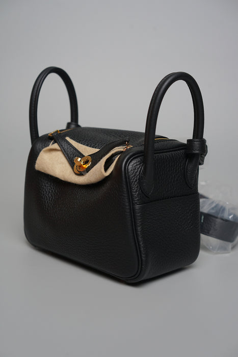 Hermes Mini Lindy ll in Noir Ghw (Brand New)