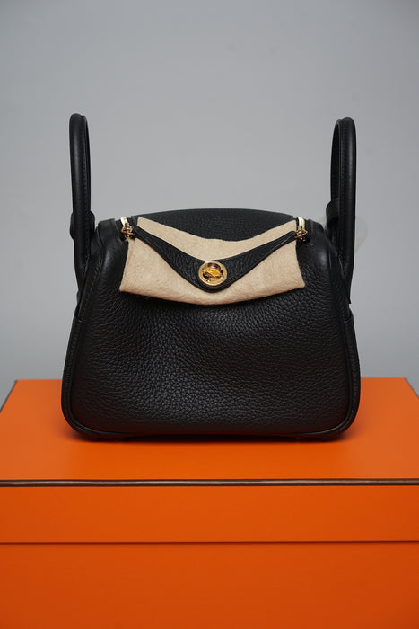 Hermes Mini Lindy ll in Noir Ghw (Brand New)