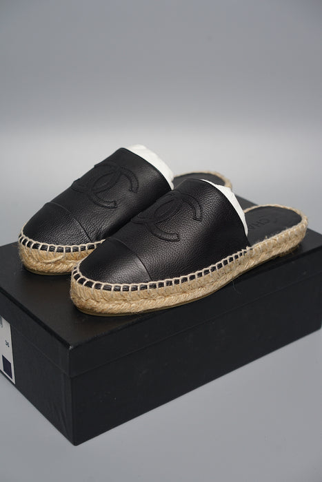 Chanel Black Slip On Espadrilles in Size 36