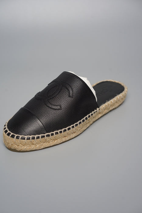 Chanel Black Slip On Espadrilles in Size 36