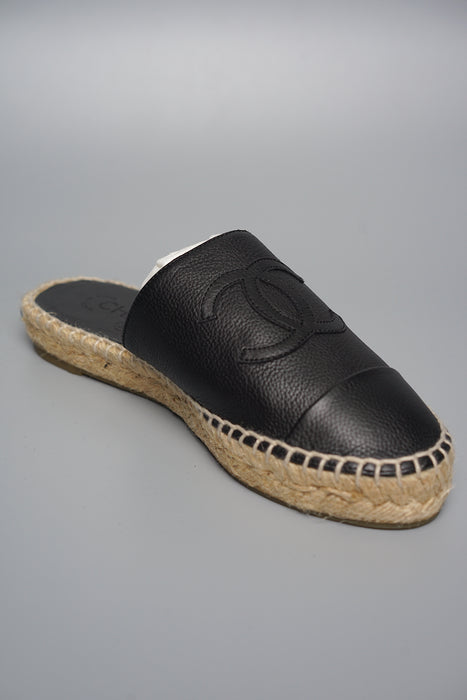 Chanel Black Slip On Espadrilles in Size 36