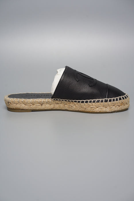 Chanel Black Slip On Espadrilles in Size 36