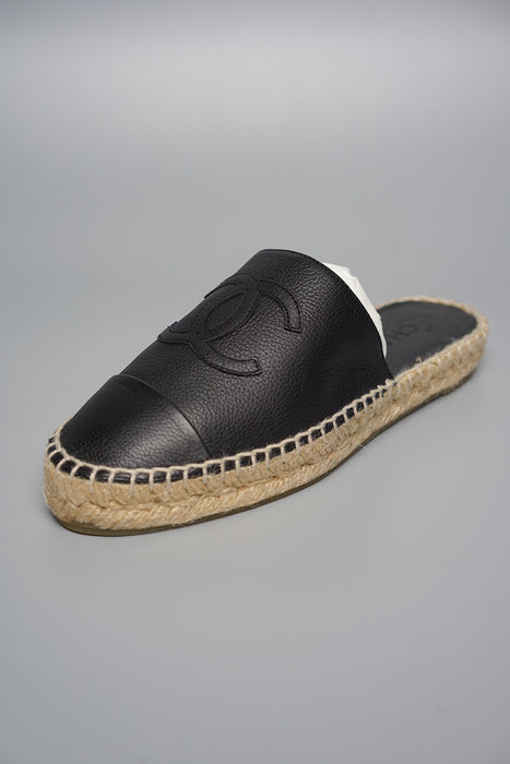 Chanel Black Slip On Espadrilles in Size 36