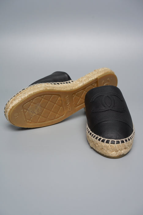 Chanel Black Slip On Espadrilles in Size 36