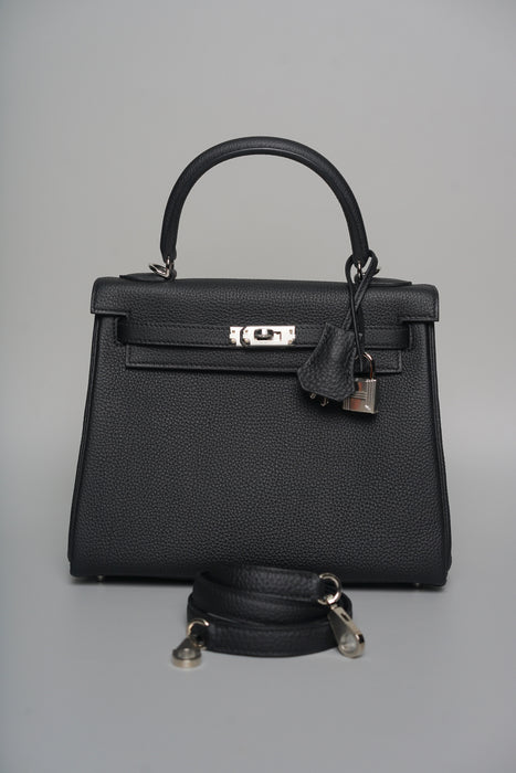 Hermes Kelly 25 in Black Togo Phw (Brand New)