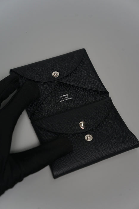 Hermes Calvi Duo in Noir Epsom Phw (Brand New)