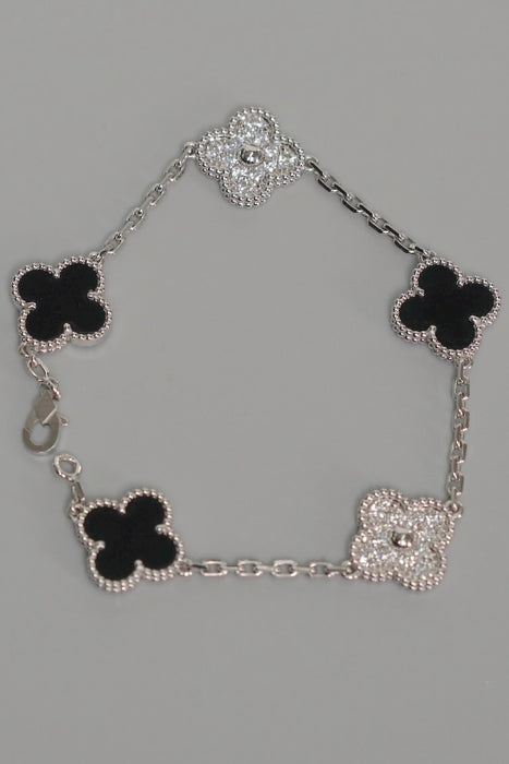 VCA Vintage Alhambra Bracelet, 5 Motifs in White Gold, Onyx