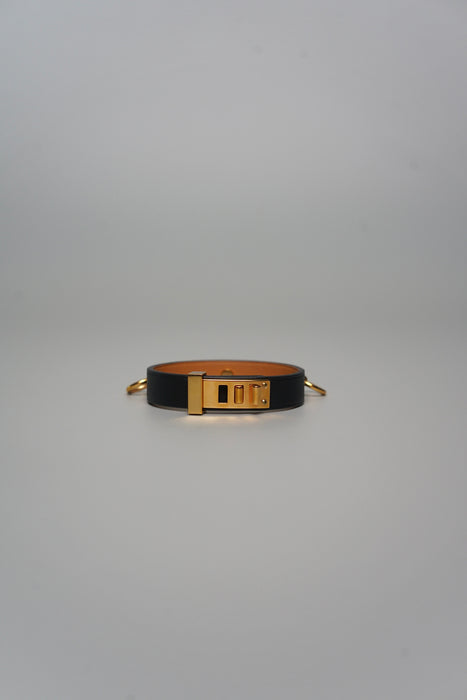 Hermes Mini Dog Clous Carres Bracelet in Noir Ghw T3