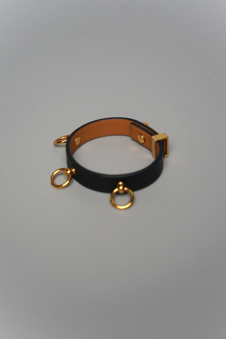 Hermes Mini Dog Clous Carres Bracelet in Noir Ghw T3