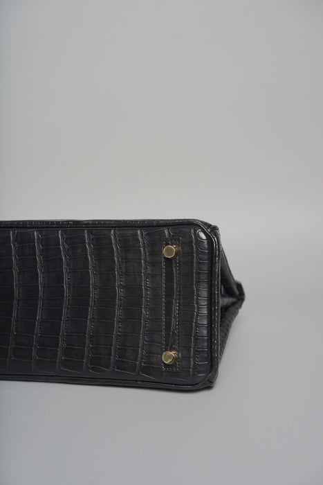 Hermes Birkin 25 in Black Shiny Moreletti Ghw (Brand New)