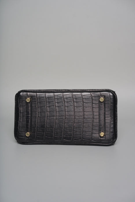 Hermes Birkin 25 in Black Shiny Moreletti Ghw (Brand New)