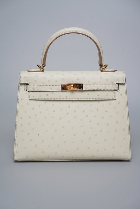 Hermes Kelly 25 in Beton Ostrich Ghw