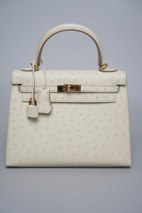 Hermes Kelly 25 in Beton Ostrich Ghw