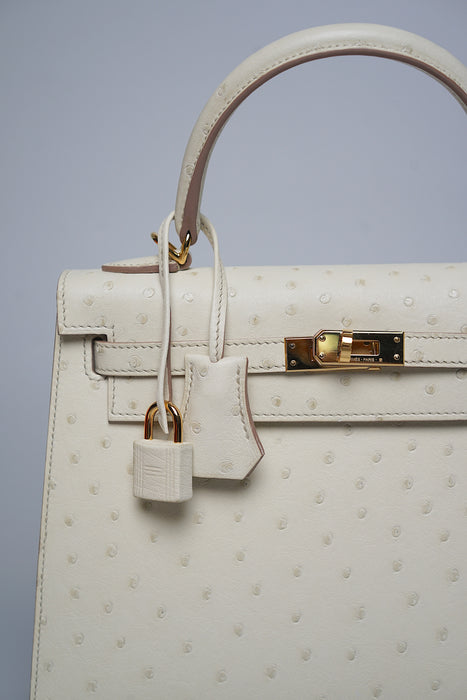 Hermes Kelly 25 in Beton Ostrich Ghw