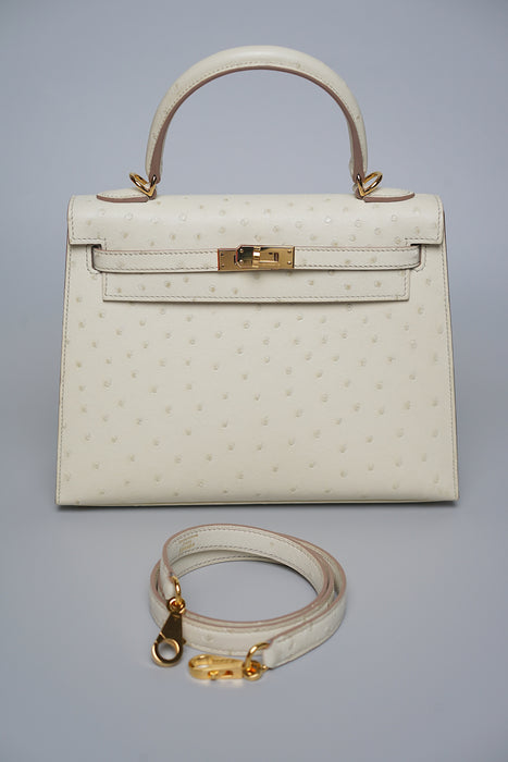 Hermes Kelly 25 in Beton Ostrich Ghw