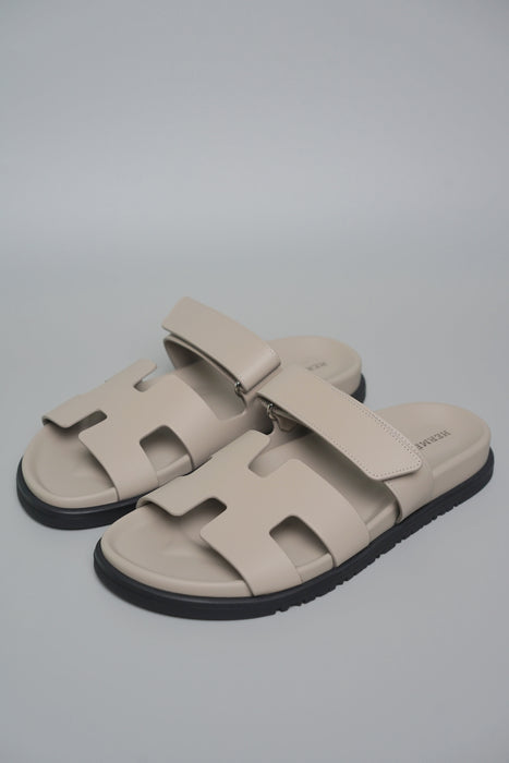 Hermes Chypre Sandals in Beige Glaise Size 39 (Brand New)