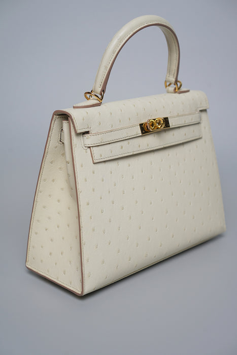 Hermes Kelly 25 in Beton Ostrich Ghw