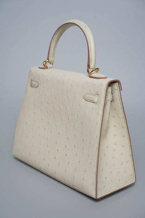 Hermes Kelly 25 in Beton Ostrich Ghw