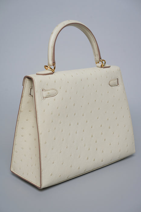 Hermes Kelly 25 in Beton Ostrich Ghw