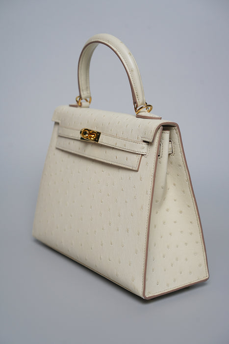 Hermes Kelly 25 in Beton Ostrich Ghw
