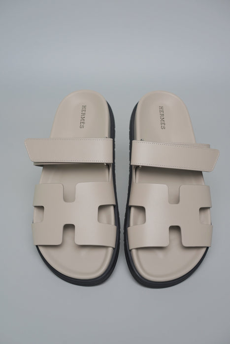 Hermes Chypre Sandals in Beige Glaise Size 39 (Brand New)