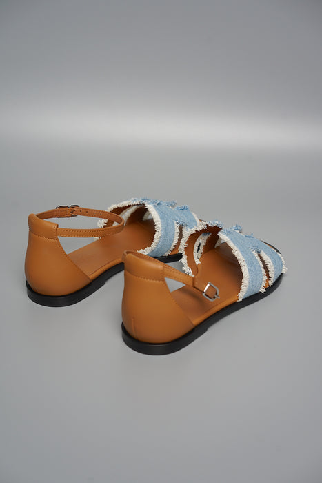 Hermes Santorini Sandal in Bleu Clair / Naturel Phw Size 35 (Brand New)