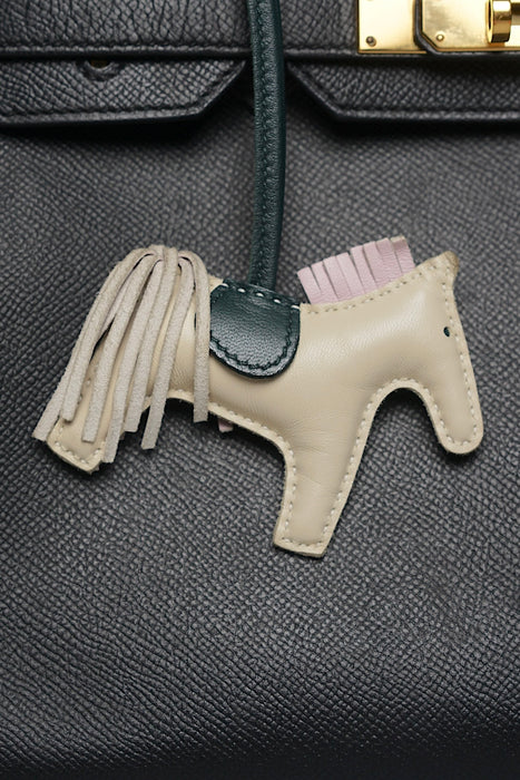 Hermes Rodeo Charm PM in Craie / Mauve Pale / Vert Cypres