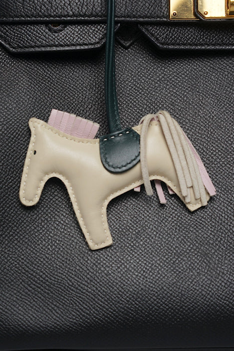 Hermes Rodeo Charm PM in Craie / Mauve Pale / Vert Cypres