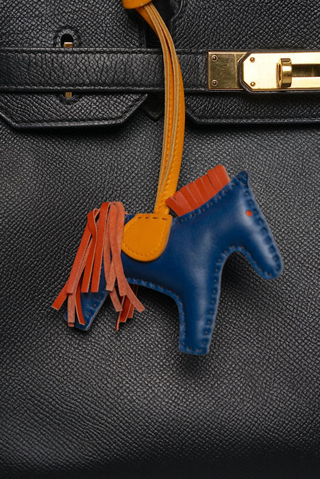 Hermes Rodeo Charm PM in Bleu de Malte / Cornaline / Jaune