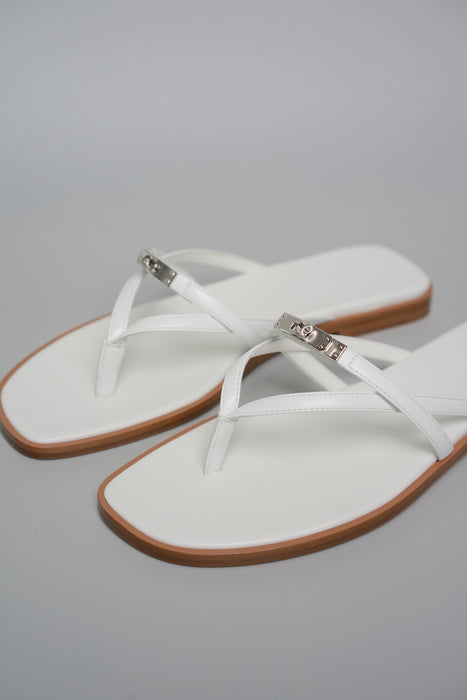 Hermes Miss Sandals in Blanc Size 37.5 (Brand New)