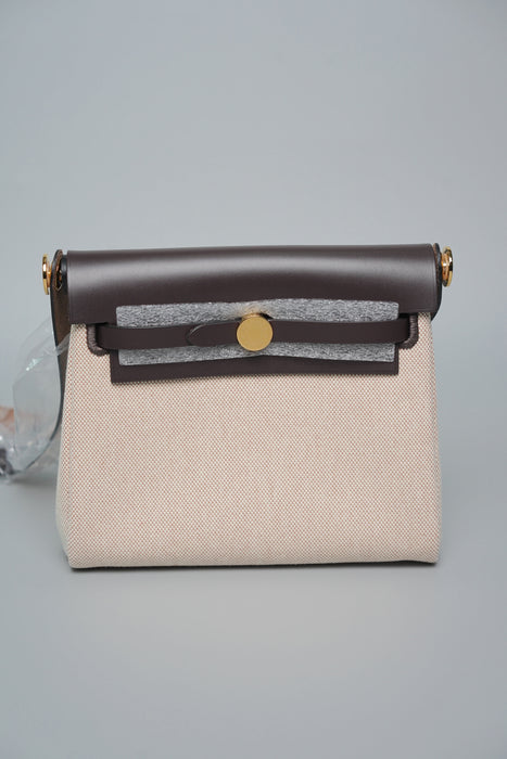 Hermes Mini HerBag in Ecru/Ebene Ghw (Brand New)