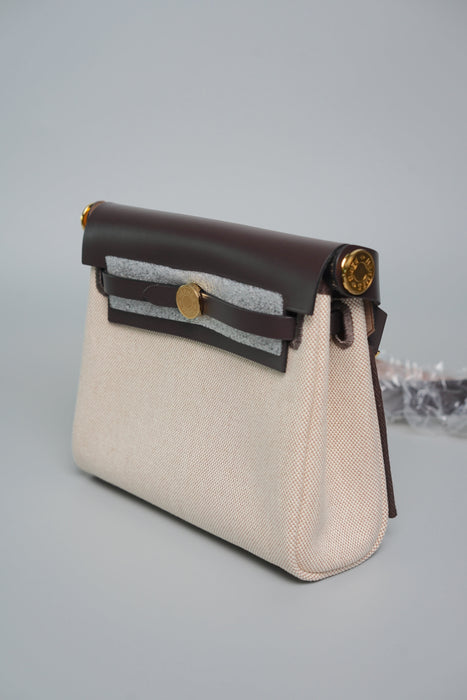 Hermes Mini HerBag in Ecru/Ebene Ghw (Brand New)