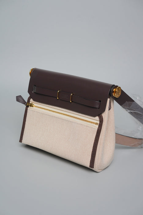 Hermes Mini HerBag in Ecru/Ebene Ghw (Brand New)