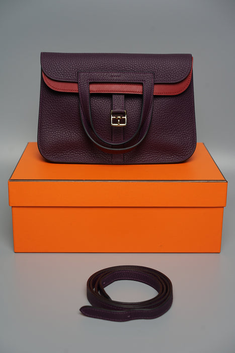 Hermes Halzan 25 Verso in Cassis / Rouge Grenat Ghw