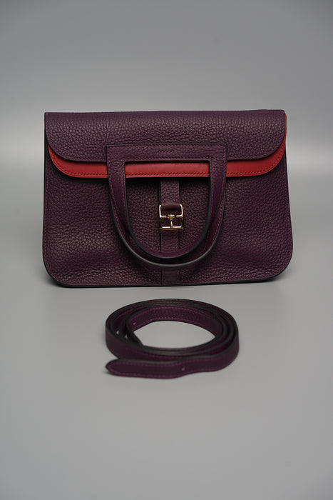 Hermes Halzan 25 Verso in Cassis / Rouge Grenat Ghw