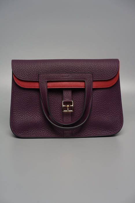 Hermes Halzan 25 Verso in Cassis / Rouge Grenat Ghw