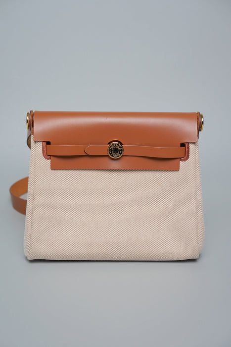 Hermes Mini Herbag in Ecru Beige/Fauve Ghw