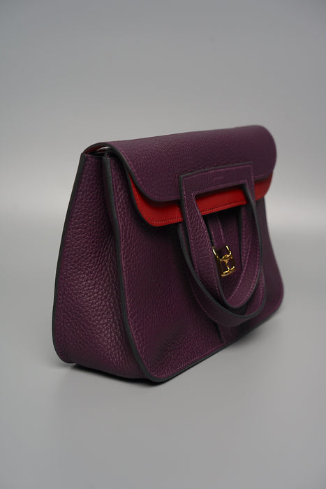 Hermes Halzan 25 Verso in Cassis / Rouge Grenat Ghw