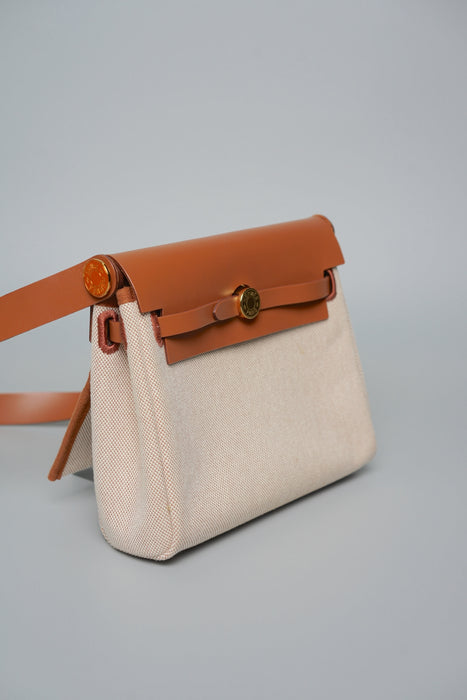 Hermes Mini Herbag in Ecru Beige/Fauve Ghw