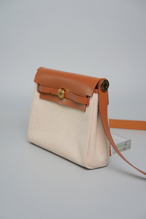 Hermes Mini Herbag in Ecru Beige/Fauve Ghw