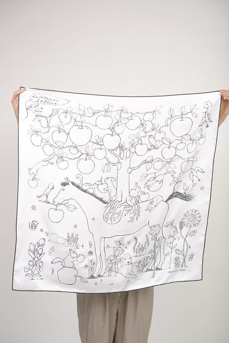 Hermes Le Pommier Sellier 90 Square Scarf in Hg/Blanc/Noir (Brand New)