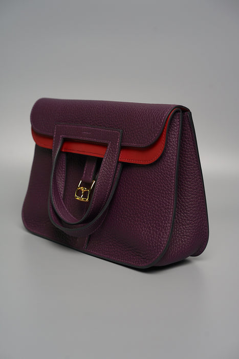 Hermes Halzan 25 Verso in Cassis / Rouge Grenat Ghw