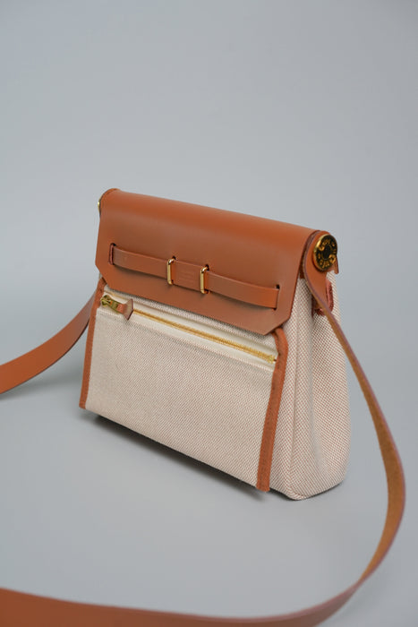 Hermes Mini Herbag in Ecru Beige/Fauve Ghw