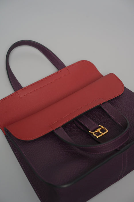 Hermes Halzan 25 Verso in Cassis / Rouge Grenat Ghw