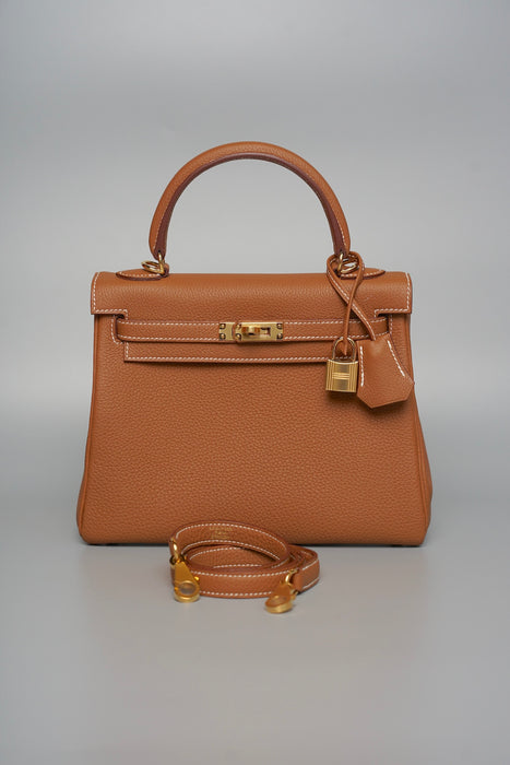 Hermes Kelly 25 in Gold Togo Ghw (Brand New)
