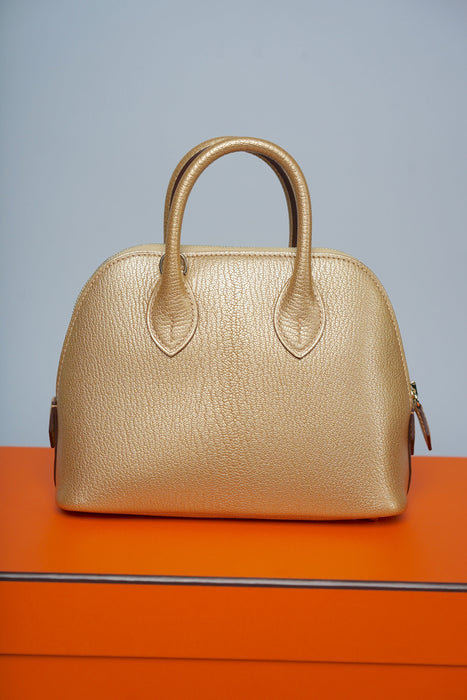 Hermes Mini Bolide in Dore Chevre Permabrass (Brand New)