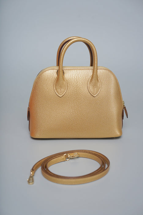 Hermes Mini Bolide in Dore Chevre Permabrass (Brand New)